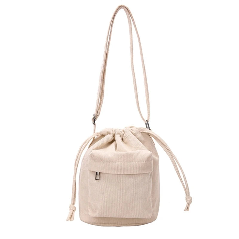 Crossbody Bag Shoulder Bag Drawstring Corduroy Trendy Bag Versatile Lady Purse