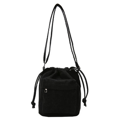 Crossbody Bag Shoulder Bag Drawstring Corduroy Trendy Bag Versatile Lady Purse