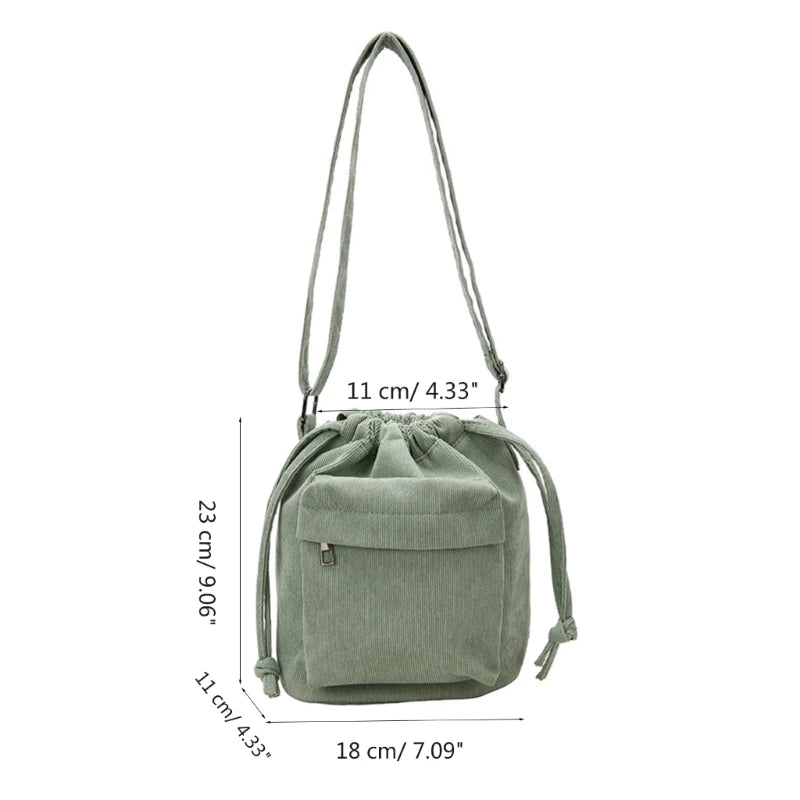 Crossbody Bag Shoulder Bag Drawstring Corduroy Trendy Bag Versatile Lady Purse