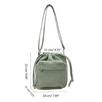 Crossbody Bag Shoulder Bag Drawstring Corduroy Trendy Bag Versatile Lady Purse