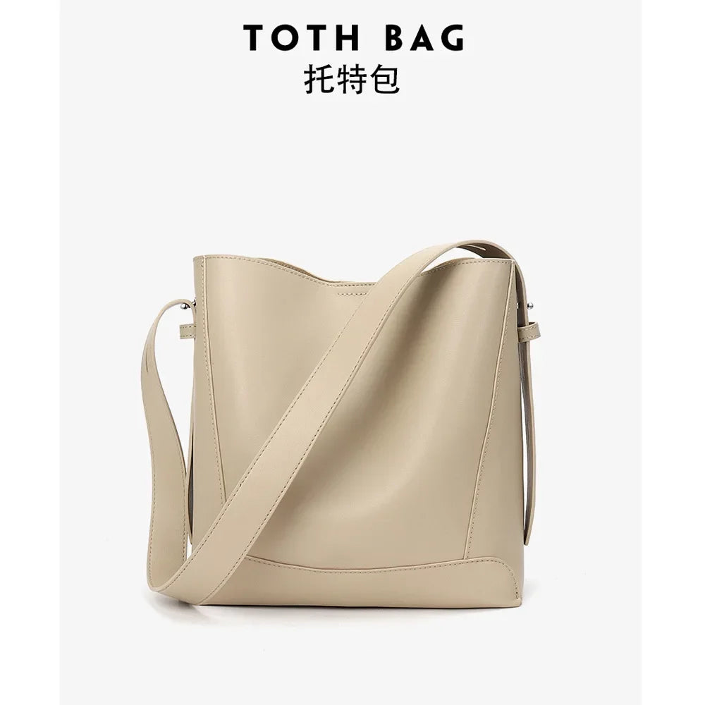 Crossbody Bag, Versatile, High-end Women's Bag, Genuine Leather Shoulder Bags, Large Capacity Bucket Bag Luxury Designer Handbag