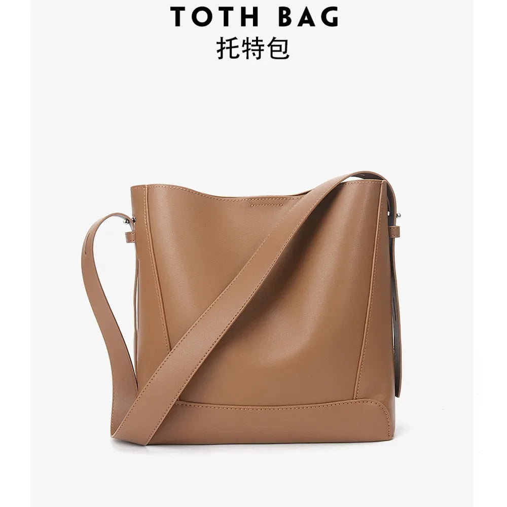Crossbody Bag, Versatile, High-end Women's Bag, Genuine Leather Shoulder Bags, Large Capacity Bucket Bag Luxury Designer Handbag