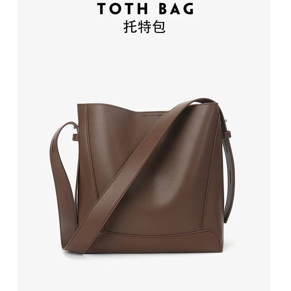 Crossbody Bag, Versatile, High-end Women's Bag, Genuine Leather Shoulder Bags, Large Capacity Bucket Bag Luxury Designer Handbag