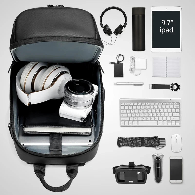 Crossbody Bag for 9.7 iPad Short Trip Chest Bag USB Charging Water Repellent Shoulder Messenger Bag Male