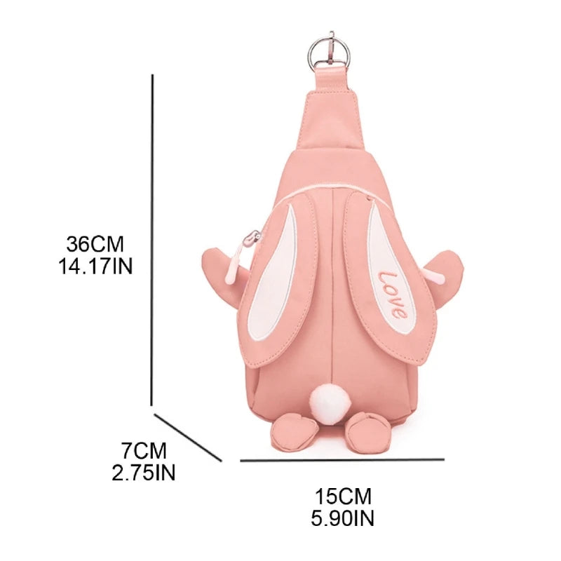Crossbody Bag for Girls Teens Cute Anime Rabbit Backpack Canvas Shoulder Bags Large Capacity Adjustable Removable Strap