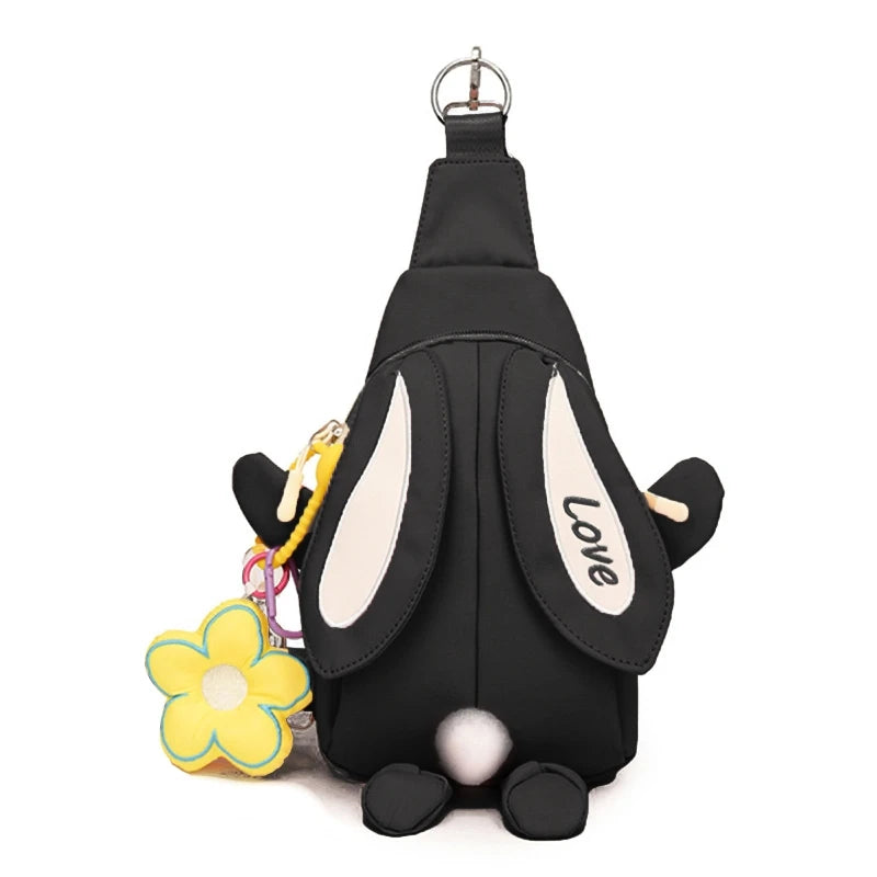 Crossbody Bag for Girls Teens Cute Anime Rabbit Backpack Canvas Shoulder Bags Large Capacity Adjustable Removable Strap