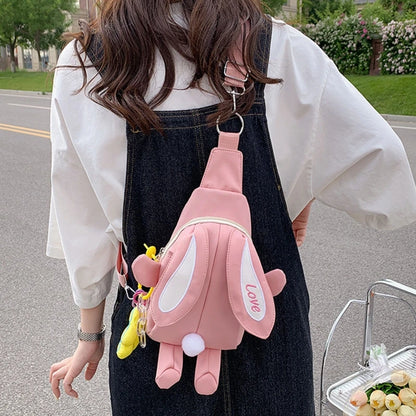 Crossbody Bag for Girls Teens Cute Anime Rabbit Backpack Canvas Shoulder Bags Large Capacity Adjustable Removable Strap