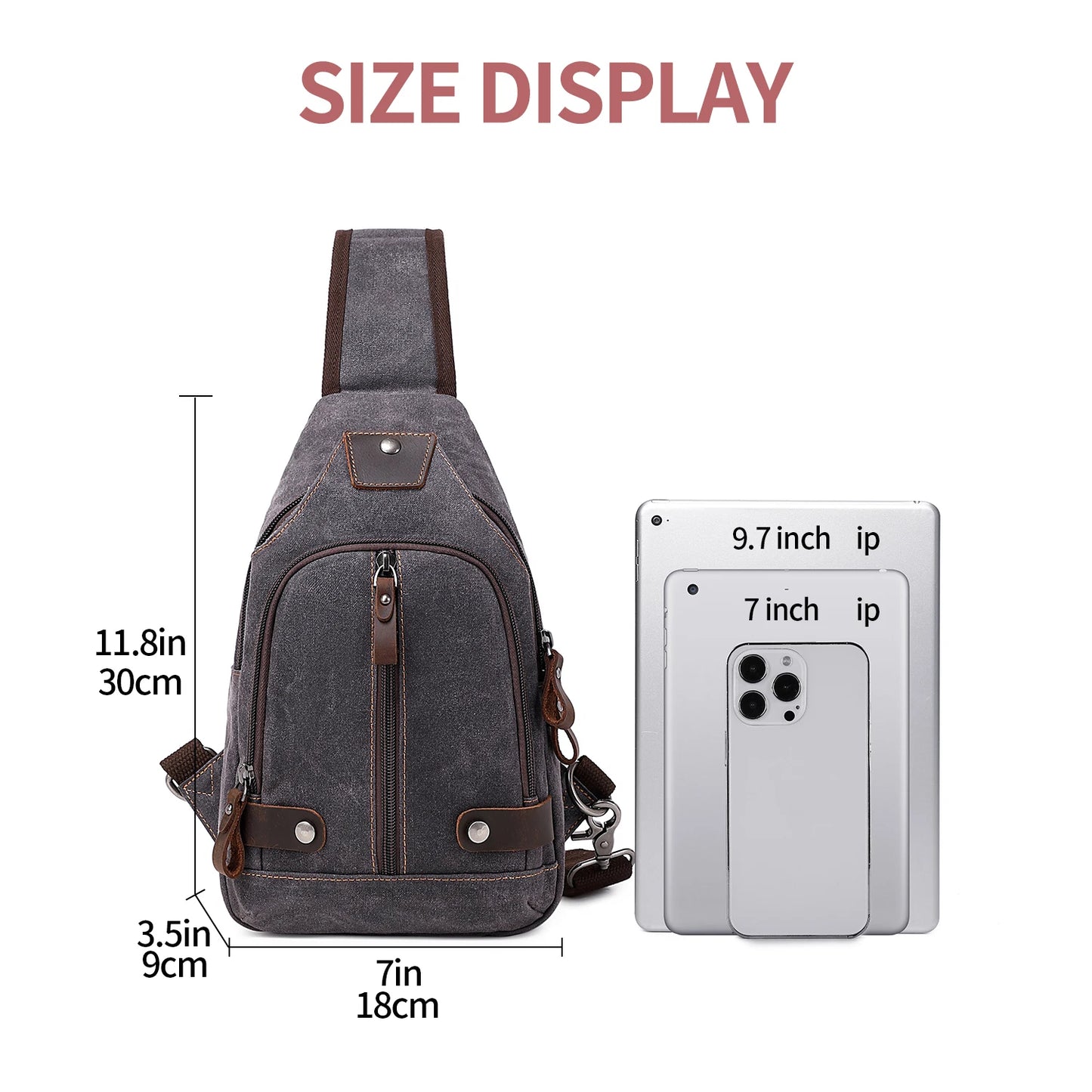 Crossbody Bag for Men, Sling Bag Chest Bag Shoulder Bag Waterproof Waxed Canvas Sling Backpack Casual Daypack for Travel