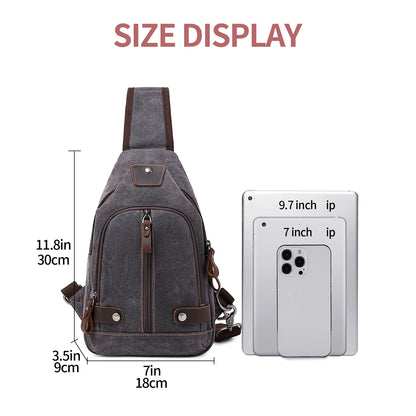 Crossbody Bag for Men, Sling Bag Chest Bag Shoulder Bag Waterproof Waxed Canvas Sling Backpack Casual Daypack for Travel