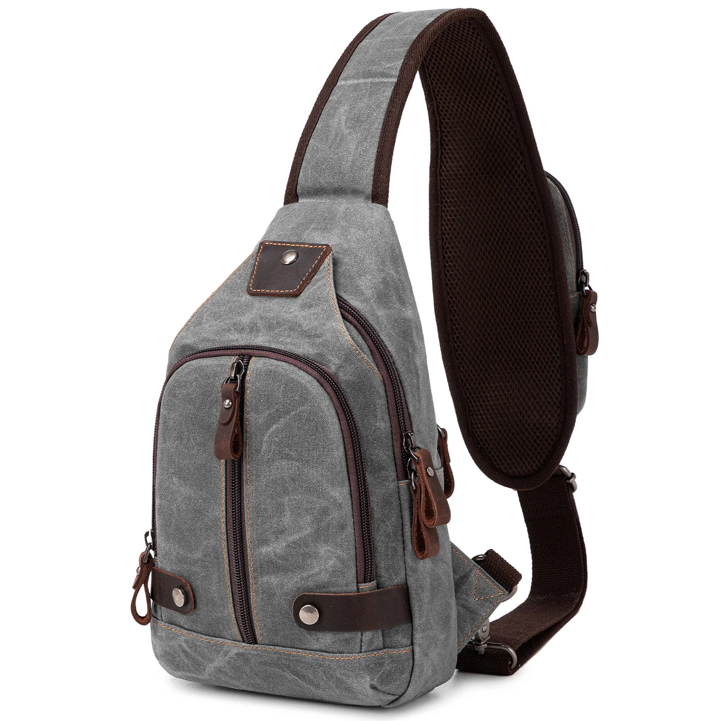 Crossbody Bag for Men, Sling Bag Chest Bag Shoulder Bag Waterproof Waxed Canvas Sling Backpack Casual Daypack for Travel