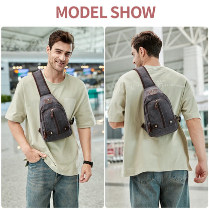 Crossbody Bag for Men, Sling Bag Chest Bag Shoulder Bag Waterproof Waxed Canvas Sling Backpack Casual Daypack for Travel