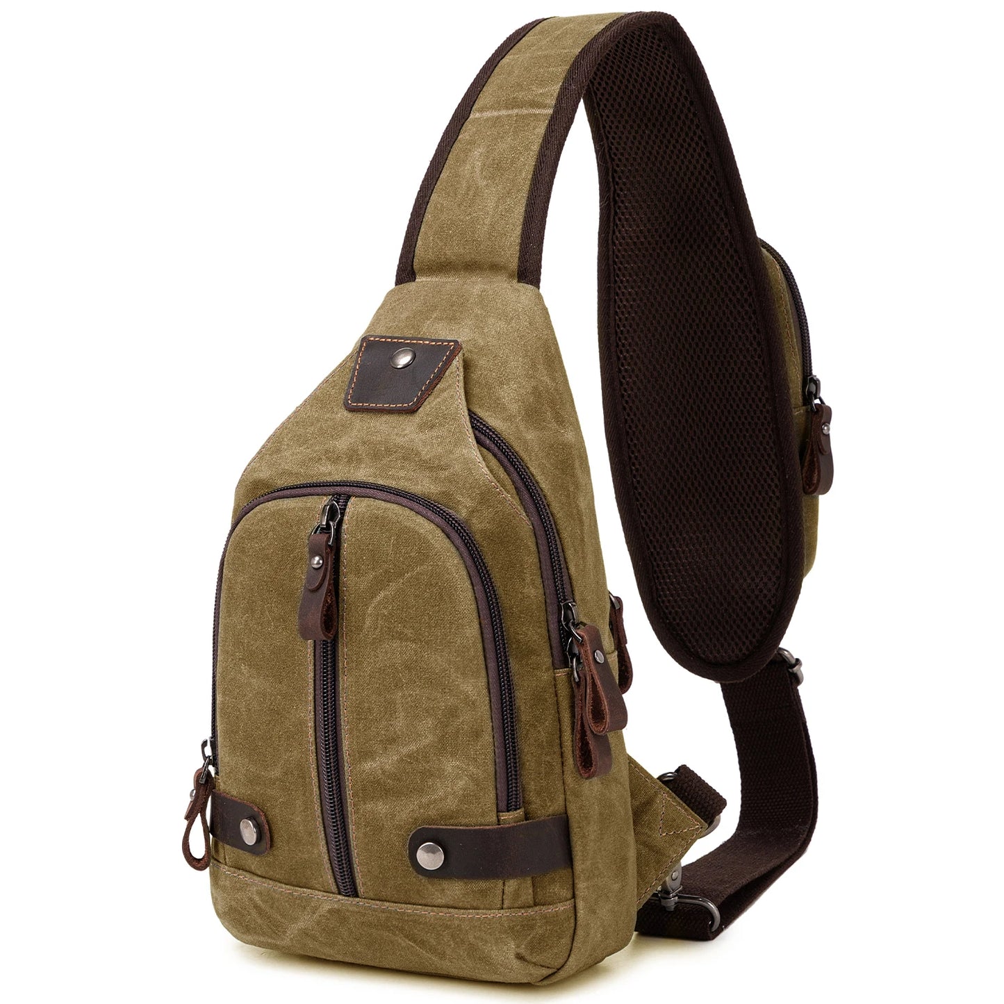 Crossbody Bag for Men, Sling Bag Chest Bag Shoulder Bag Waterproof Waxed Canvas Sling Backpack Casual Daypack for Travel