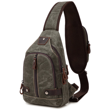 Crossbody Bag for Men, Sling Bag Chest Bag Shoulder Bag Waterproof Waxed Canvas Sling Backpack Casual Daypack for Travel