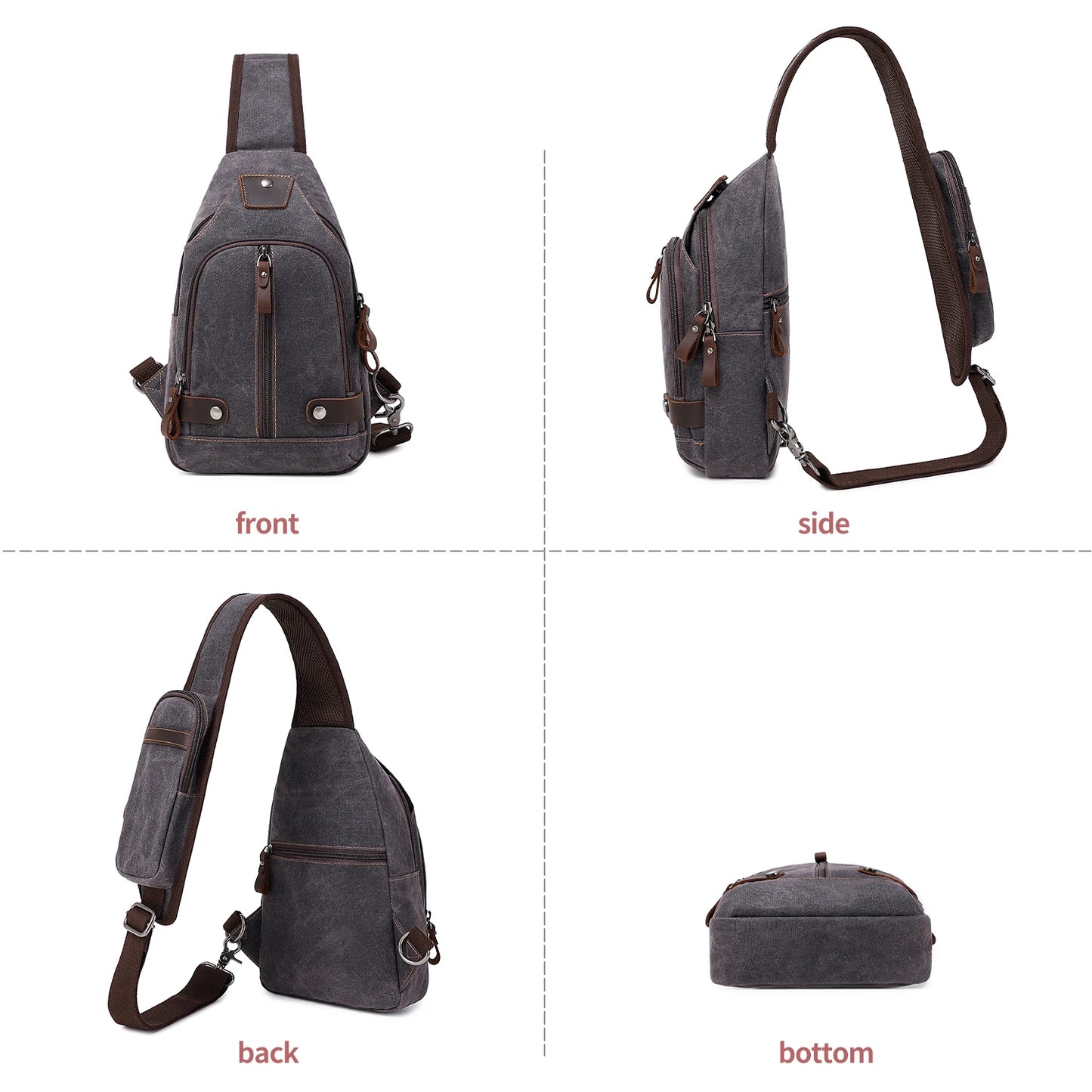 Crossbody Bag for Men, Sling Bag Chest Bag Shoulder Bag Waterproof Waxed Canvas Sling Backpack Casual Daypack for Travel