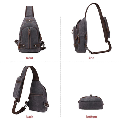 Crossbody Bag for Men, Sling Bag Chest Bag Shoulder Bag Waterproof Waxed Canvas Sling Backpack Casual Daypack for Travel