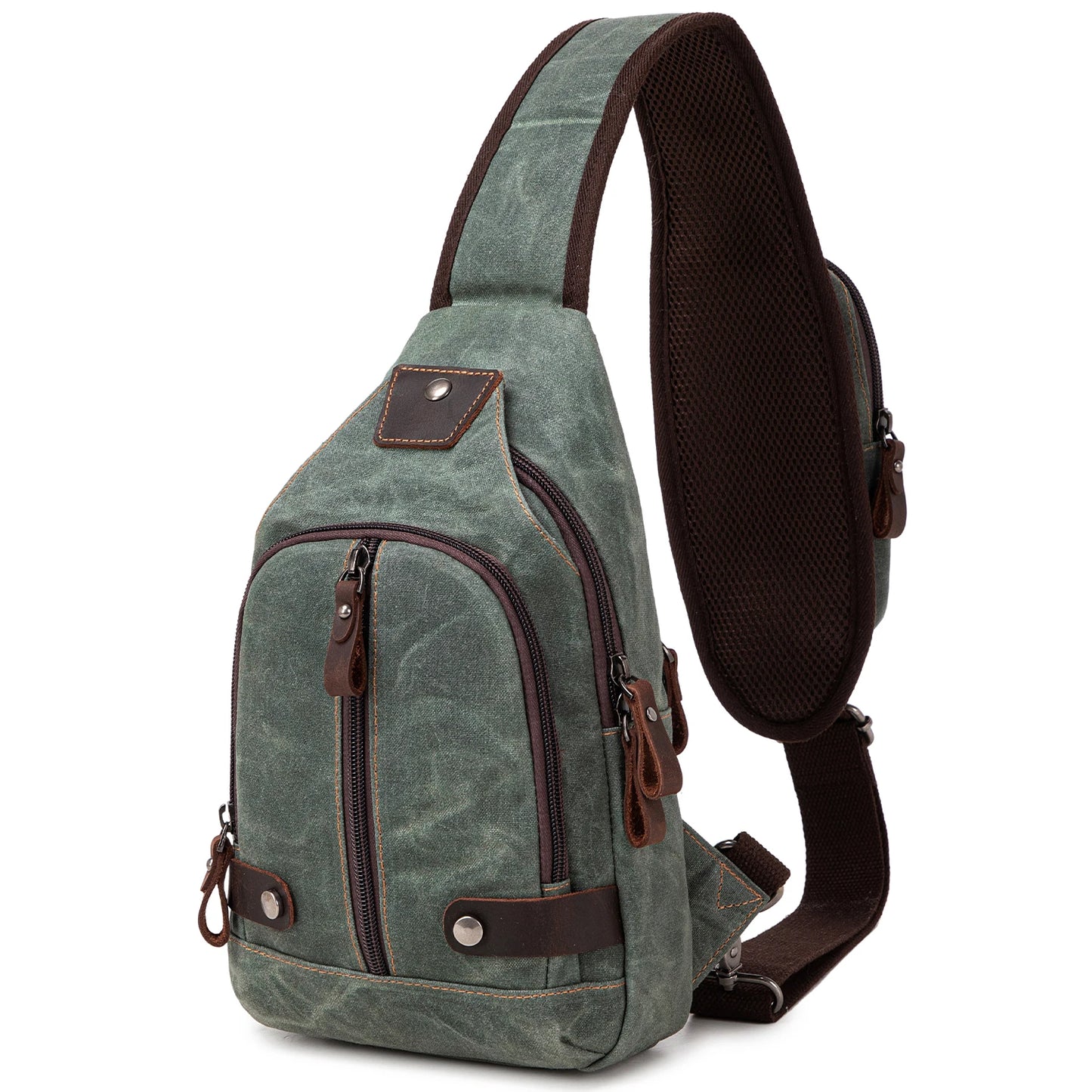 Crossbody Bag for Men, Sling Bag Chest Bag Shoulder Bag Waterproof Waxed Canvas Sling Backpack Casual Daypack for Travel