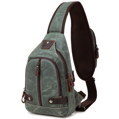 Crossbody Bag for Men, Sling Bag Chest Bag Shoulder Bag Waterproof Waxed Canvas Sling Backpack Casual Daypack for Travel