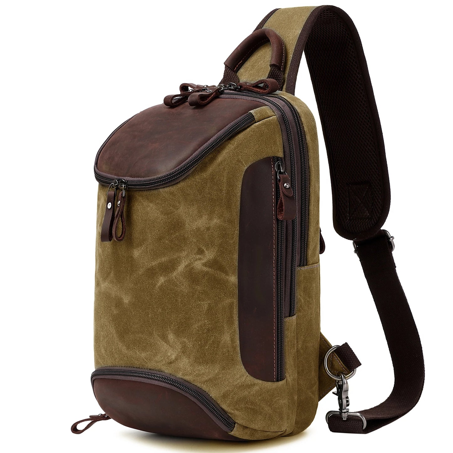 Crossbody Bag for Men Women, Sling Bag Chest Bag Shoulder Bag Waterproof Waxed Canvas Sling Backpack Casual Daypack for Travel