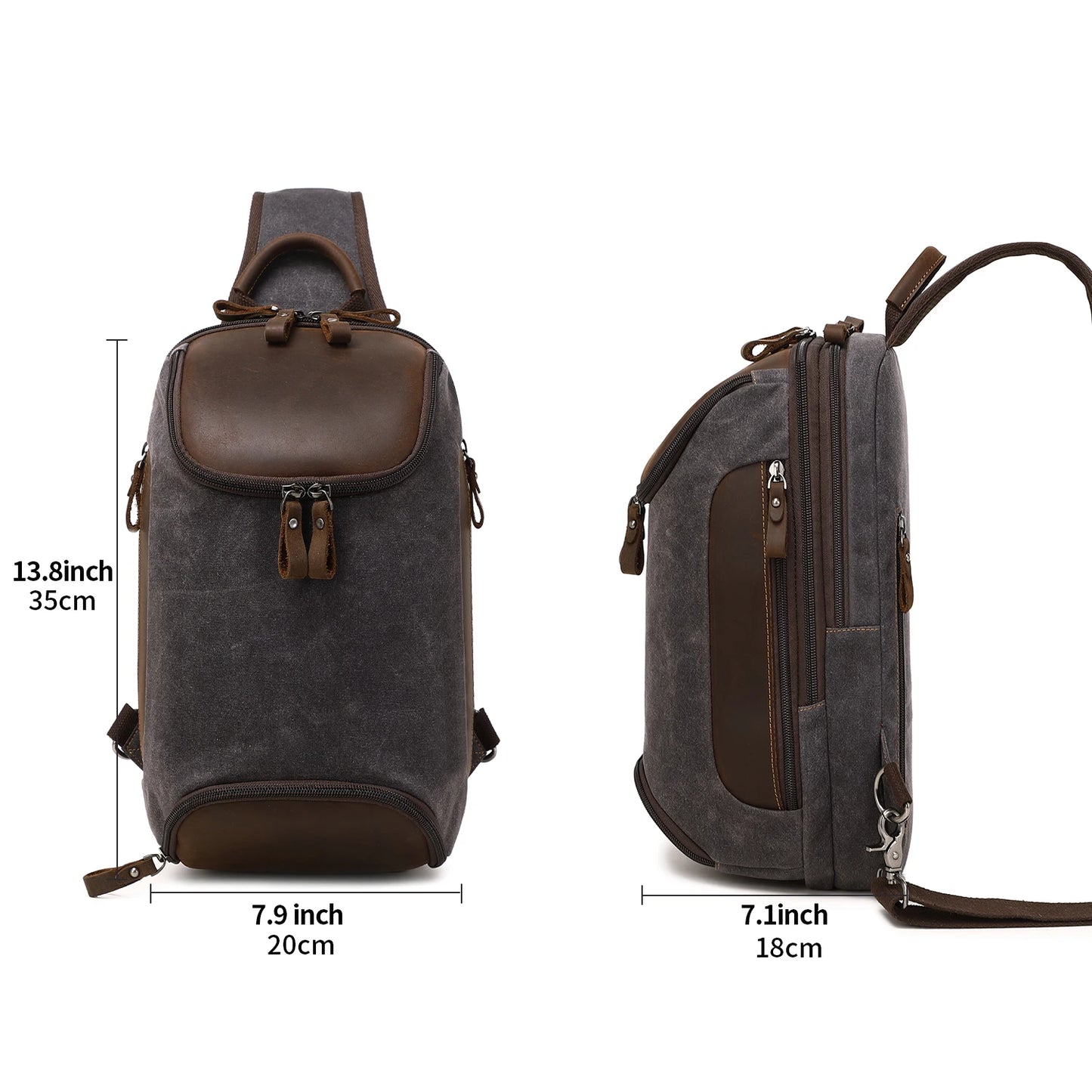 Crossbody Bag for Men Women, Sling Bag Chest Bag Shoulder Bag Waterproof Waxed Canvas Sling Backpack Casual Daypack for Travel