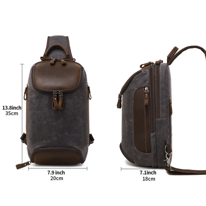Crossbody Bag for Men Women, Sling Bag Chest Bag Shoulder Bag Waterproof Waxed Canvas Sling Backpack Casual Daypack for Travel