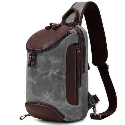Crossbody Bag for Men Women, Sling Bag Chest Bag Shoulder Bag Waterproof Waxed Canvas Sling Backpack Casual Daypack for Travel