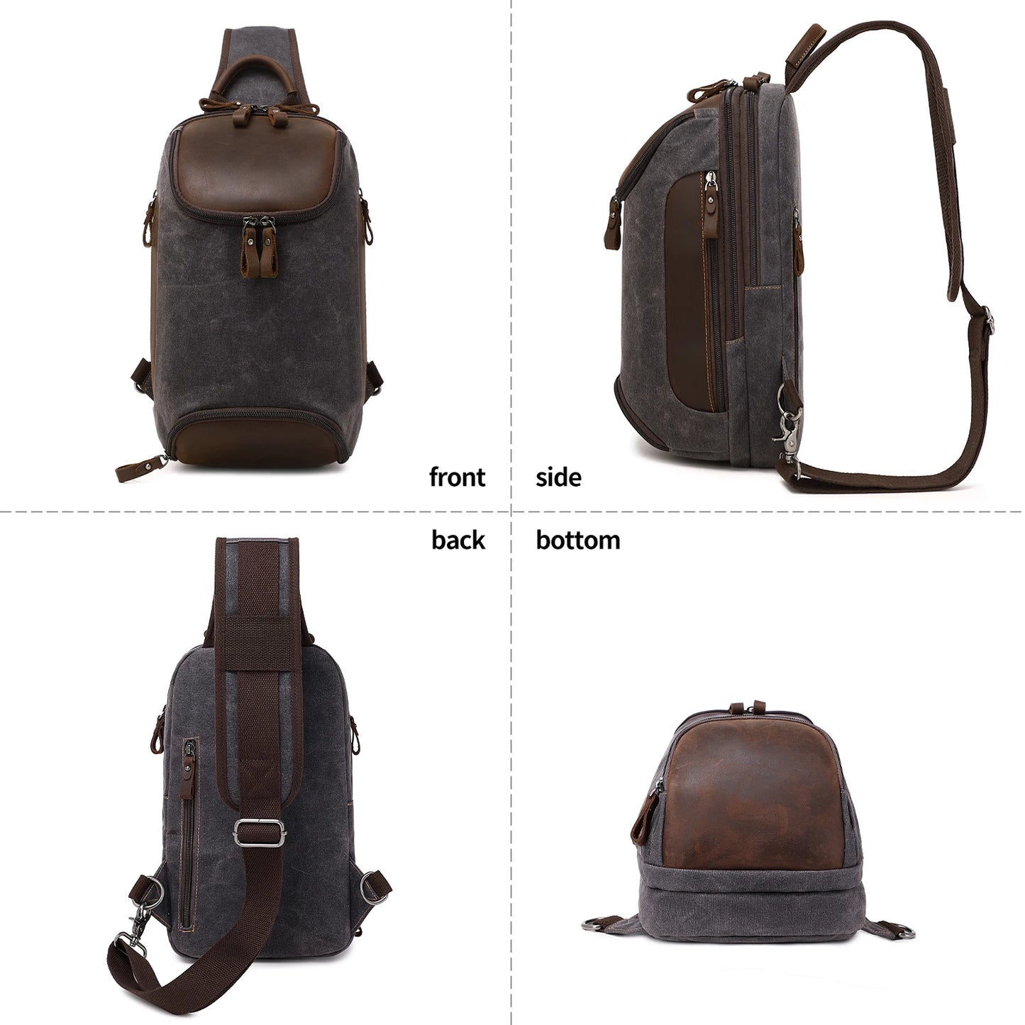 Crossbody Bag for Men Women, Sling Bag Chest Bag Shoulder Bag Waterproof Waxed Canvas Sling Backpack Casual Daypack for Travel