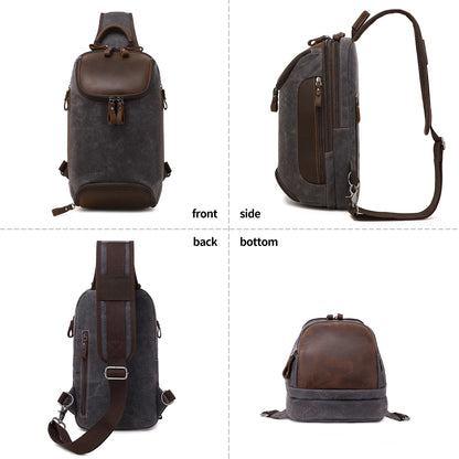 Crossbody Bag for Men Women, Sling Bag Chest Bag Shoulder Bag Waterproof Waxed Canvas Sling Backpack Casual Daypack for Travel