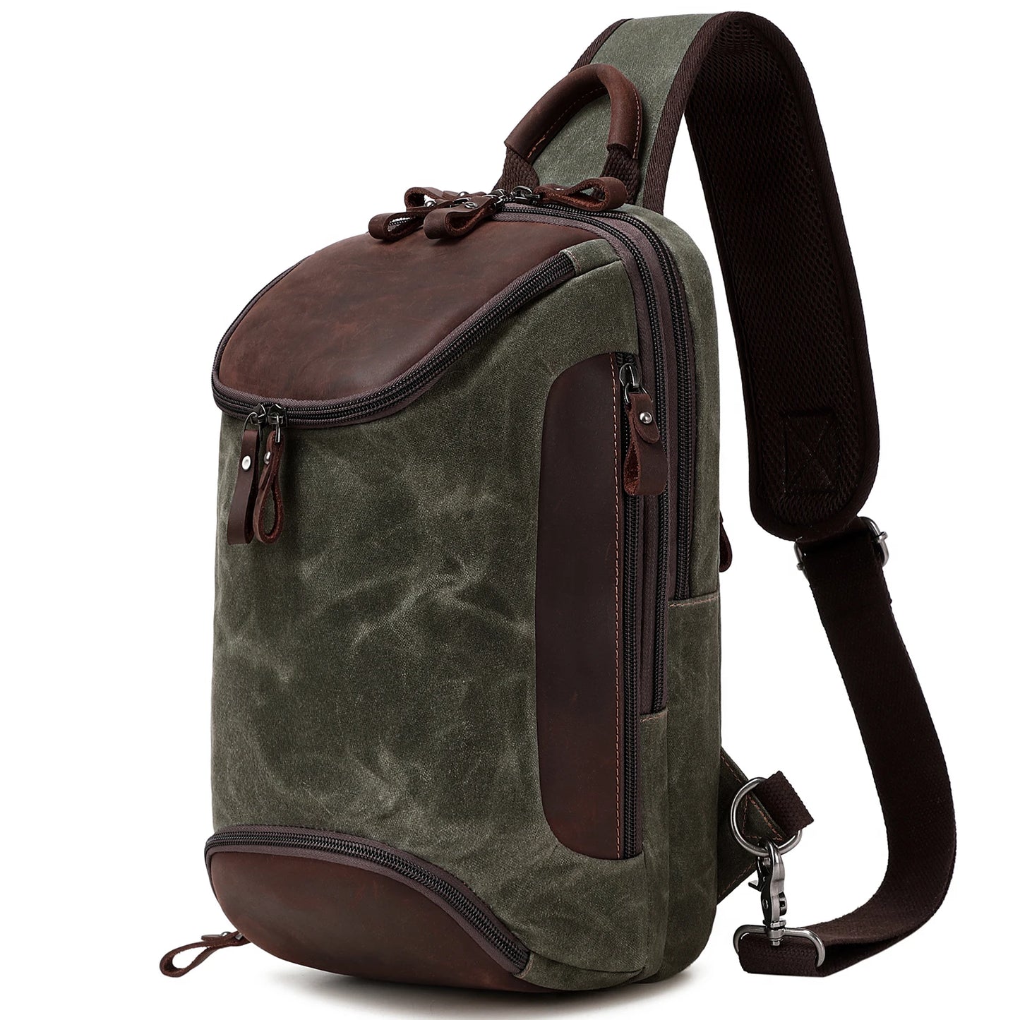 Crossbody Bag for Men Women, Sling Bag Chest Bag Shoulder Bag Waterproof Waxed Canvas Sling Backpack Casual Daypack for Travel