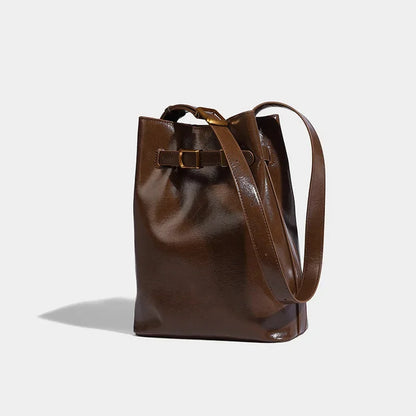 Crossbody Bucket 2024 High-end Niche Design Retro Commuter Shoulder Bag Large Capacity Women's Handbag