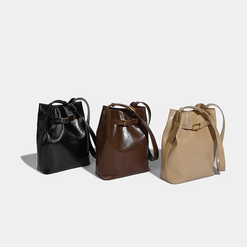 Crossbody Bucket 2024 High-end Niche Design Retro Commuter Shoulder Bag Large Capacity Women's Handbag
