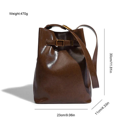 Crossbody Bucket 2024 High-end Niche Design Retro Commuter Shoulder Bag Large Capacity Women's Handbag