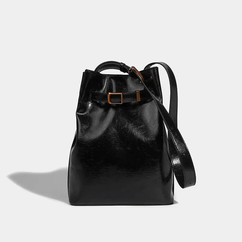 Crossbody Bucket 2024 High-end Niche Design Retro Commuter Shoulder Bag Large Capacity Women's Handbag