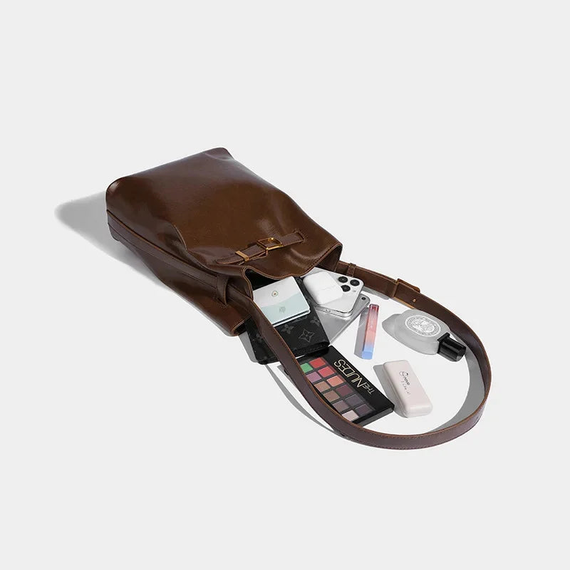 Crossbody Bucket 2024 High-end Niche Design Retro Commuter Shoulder Bag Large Capacity Women's Handbag