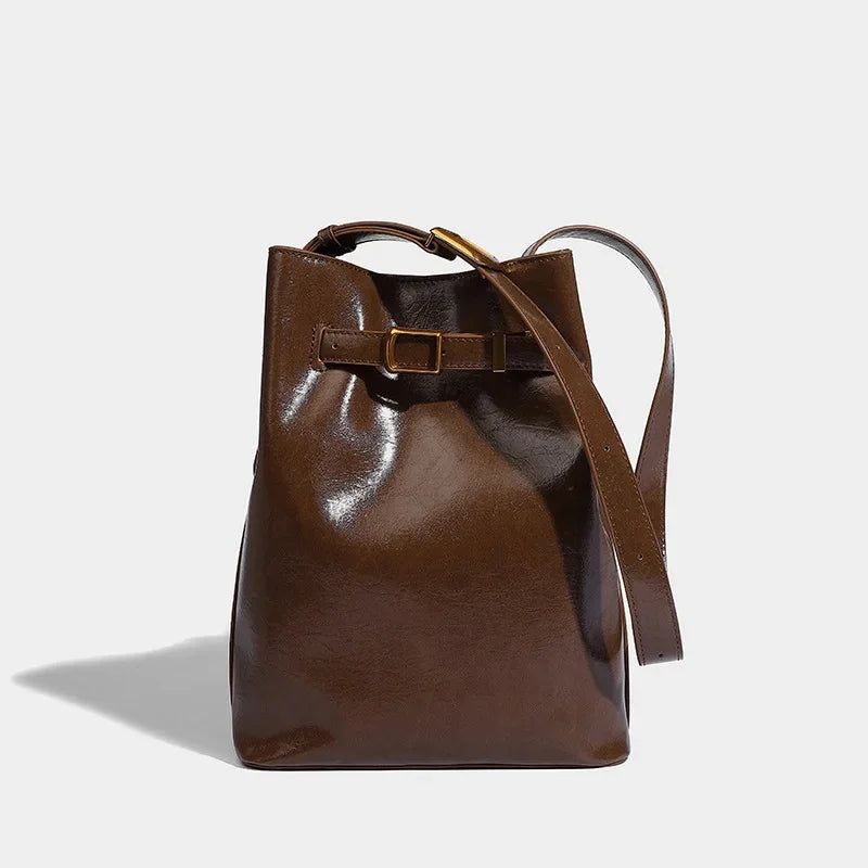 Crossbody Bucket 2024 High-end Niche Design Retro Commuter Shoulder Bag Large Capacity Women's Handbag