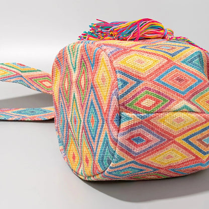 Crossbody Bucket Bohemian Ethnic Style For Women 2024 Printed New Canvas Commuter Travel Vacation Bag