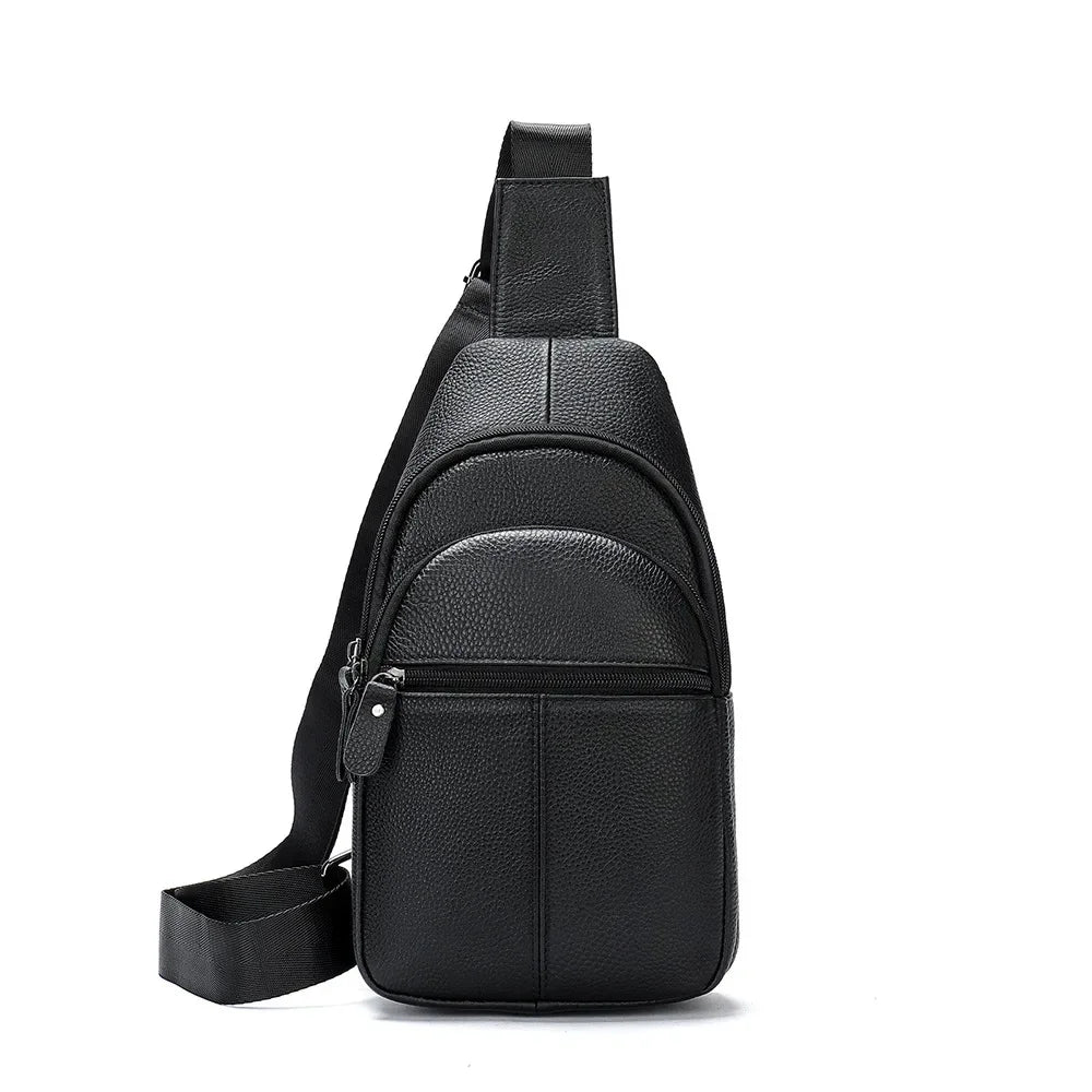 Crossbody Genuine Leather Men's USB Chest Bag Designer Messenger bag Shoulder Bags Diagonal Package Back Pack Travel