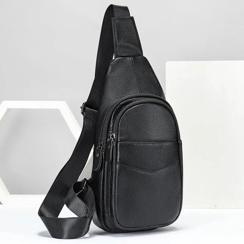 Crossbody Genuine Leather Men's USB Chest Bag Designer Messenger bag Shoulder Bags Diagonal Package Back Pack Travel
