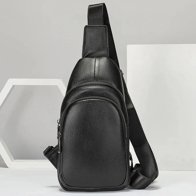 Crossbody Genuine Leather Men's USB Chest Bag Designer Messenger bag Shoulder Bags Diagonal Package Back Pack Travel
