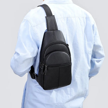 Crossbody Genuine Leather Men's USB Chest Bag Designer Messenger bag Shoulder Bags Diagonal Package Back Pack Travel