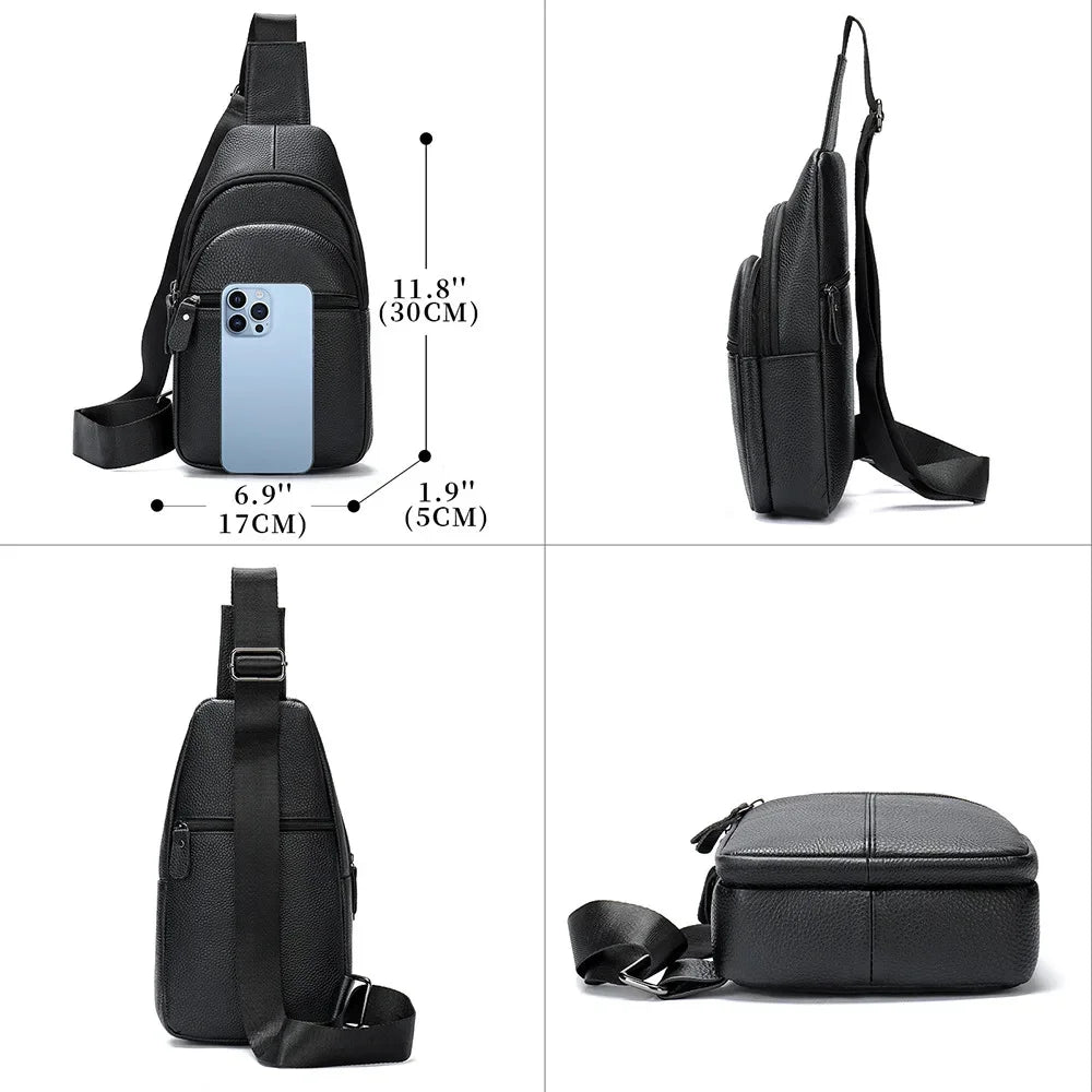 Crossbody Genuine Leather Men's USB Chest Bag Designer Messenger bag Shoulder Bags Diagonal Package Back Pack Travel