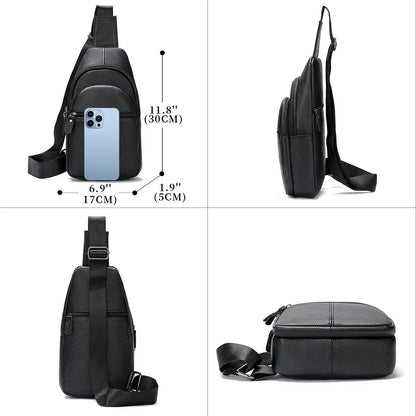 Crossbody Genuine Leather Men's USB Chest Bag Designer Messenger bag Shoulder Bags Diagonal Package Back Pack Travel