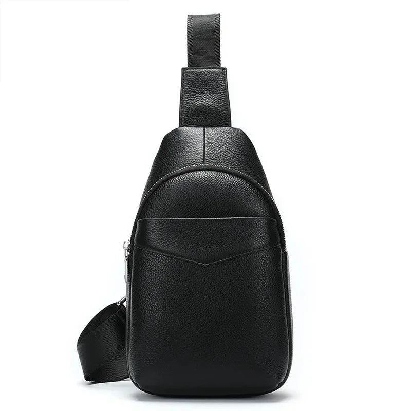 Crossbody Genuine Leather Men's USB Chest Bag Designer Messenger bag Shoulder Bags Diagonal Package Back Pack Travel