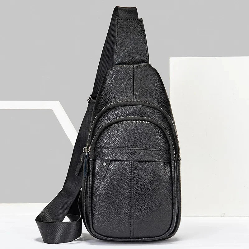 Crossbody Genuine Leather Men's USB Chest Bag Designer Messenger bag Shoulder Bags Diagonal Package Back Pack Travel