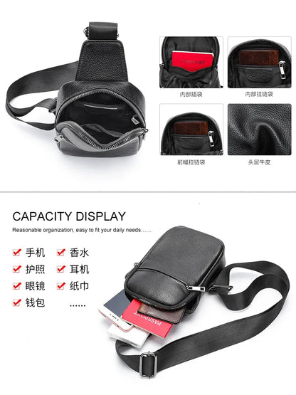 Crossbody Men's Chest Designer Messenger Leather Shoulder Bags For Male Package 2024 New Back Pack Travel