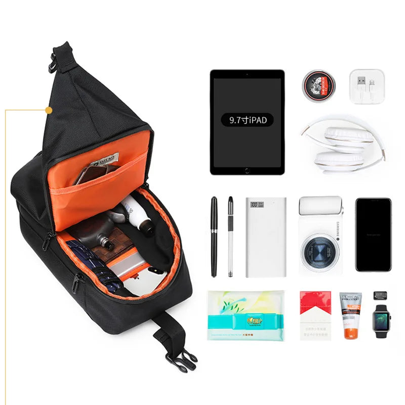 Crossbody bag men Anti-theft Shoulder Sling Bag Multifunction Short Travel Messenger Chest Pack For Male