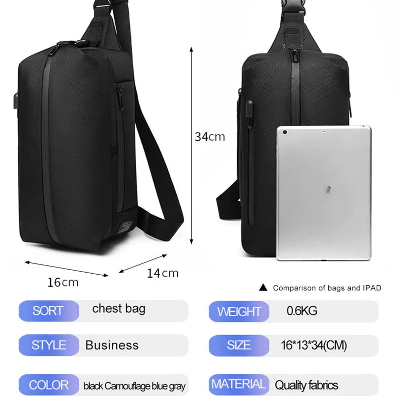 Crossbody bag men Anti-theft Shoulder Sling Bag Multifunction Short Travel Messenger Chest Pack For Male