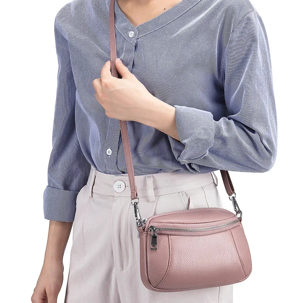 Crossbody for Women Fashion Sling Shoulder Bag Genuine Leather Causal Women's Commuting Satchel Bags Cross Body Purse