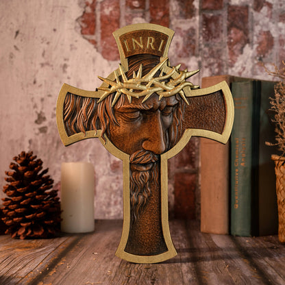 Crown of Thorns Jesus Crucifix Wooden cross, religious figure, Jesus Christ, catholic church wall decoration, christian gift