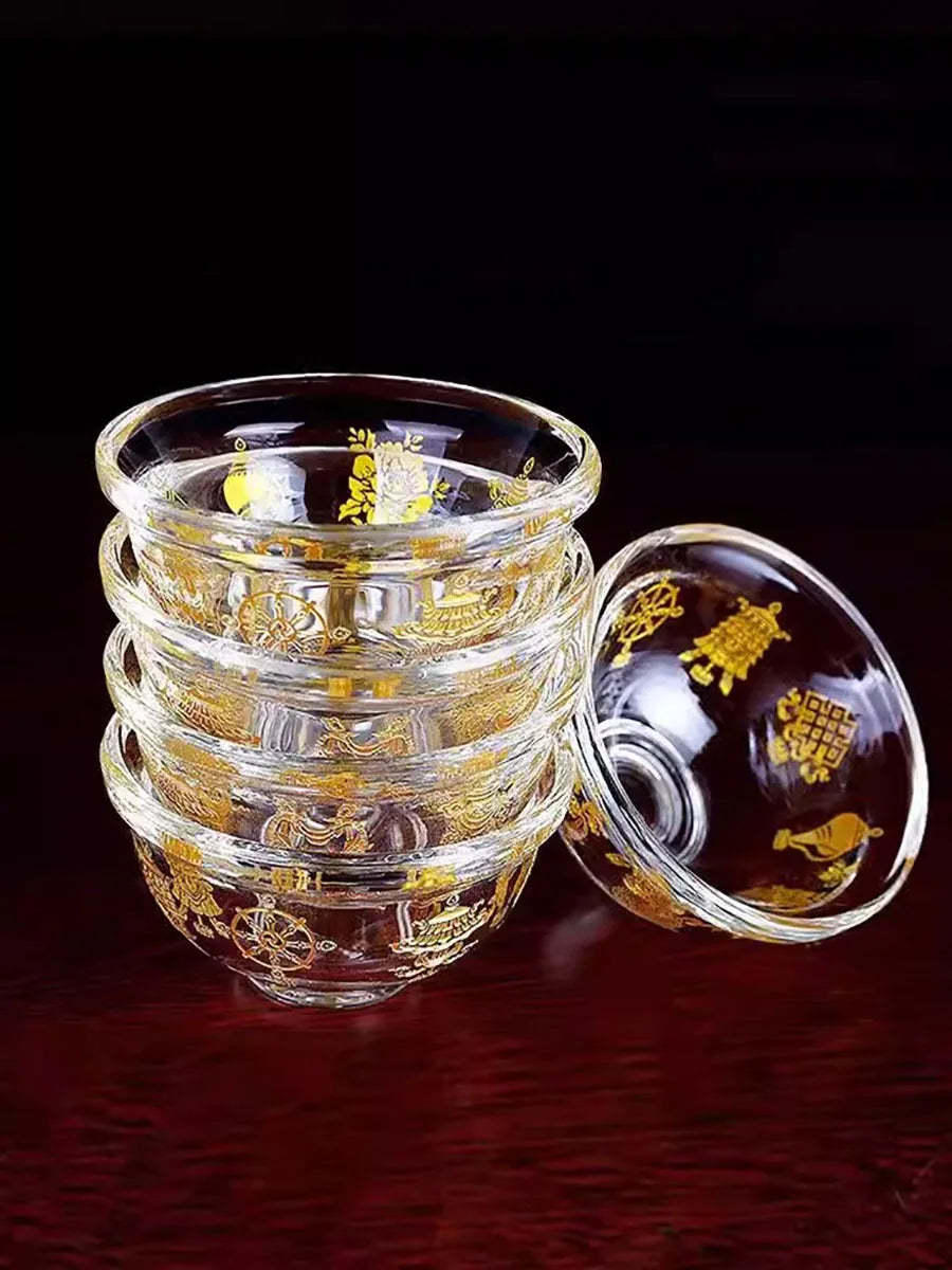 Crystal Auspicious Water Bowl Tibetan Buddhism for The Cup of Water Cup Buddha Supply Bowl Single 8/9cm