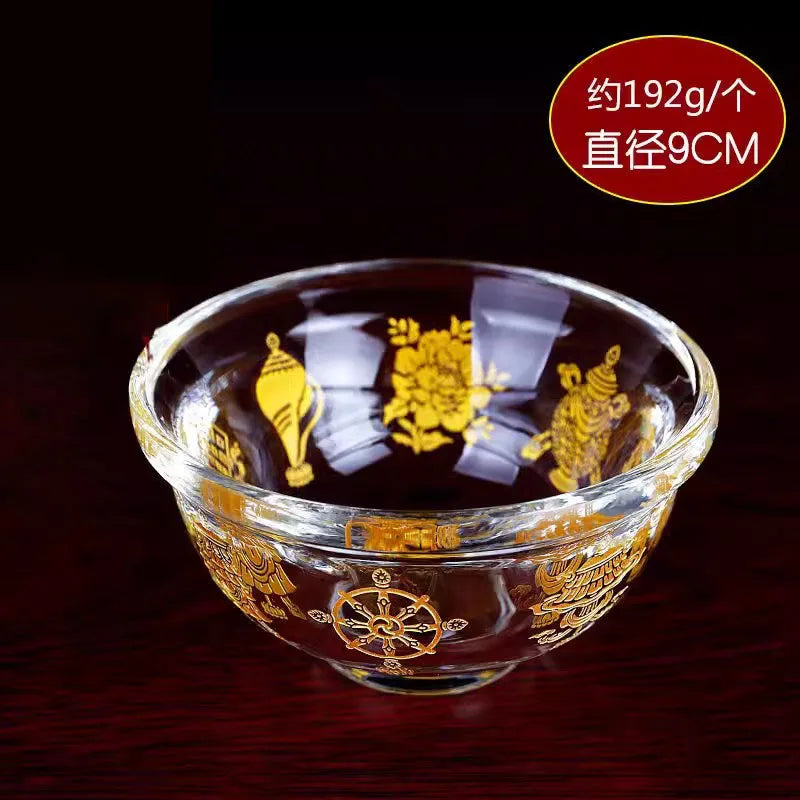Crystal Auspicious Water Bowl Tibetan Buddhism for The Cup of Water Cup Buddha Supply Bowl Single 8/9cm